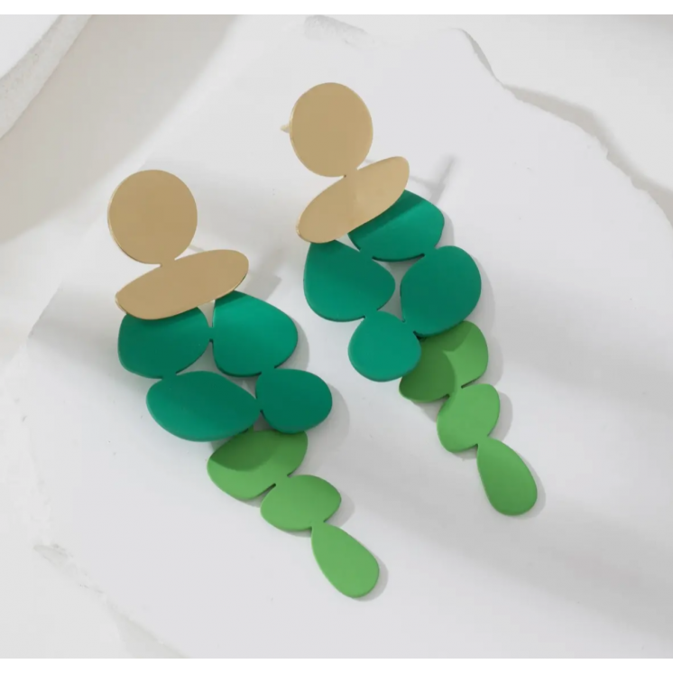 Boucles d'oreille colorées dégradées dorées pendantes