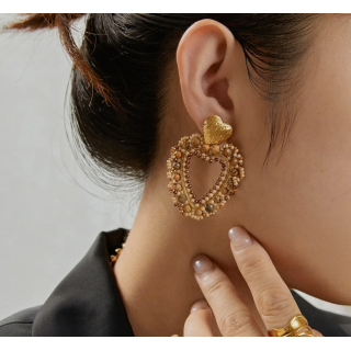 Boucles d'oreilles pendantes coeurs