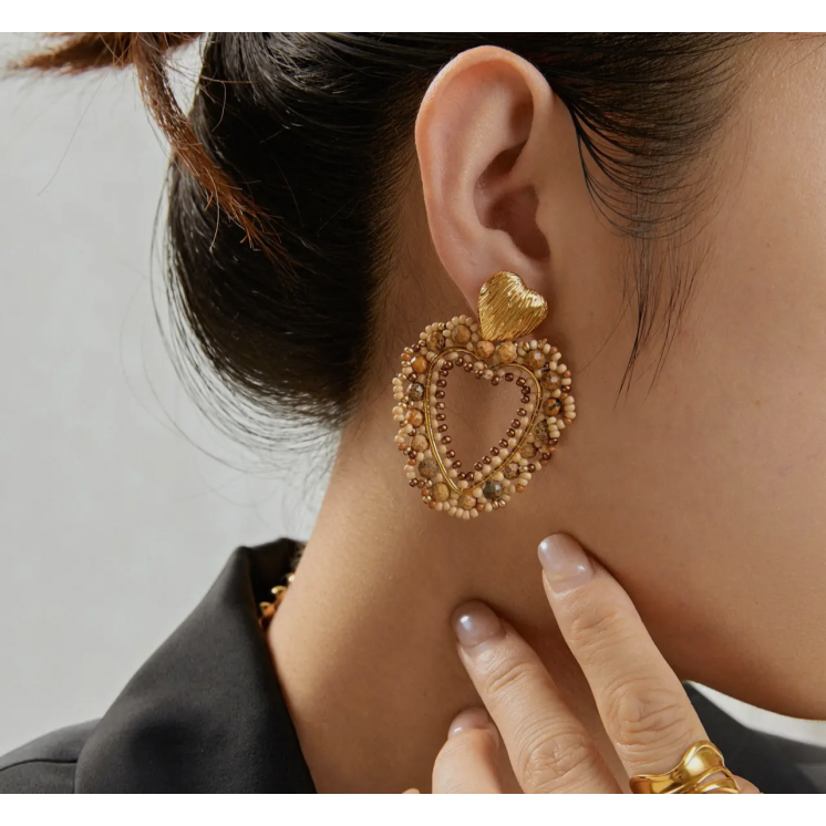 Boucles d'oreilles pendantes coeurs