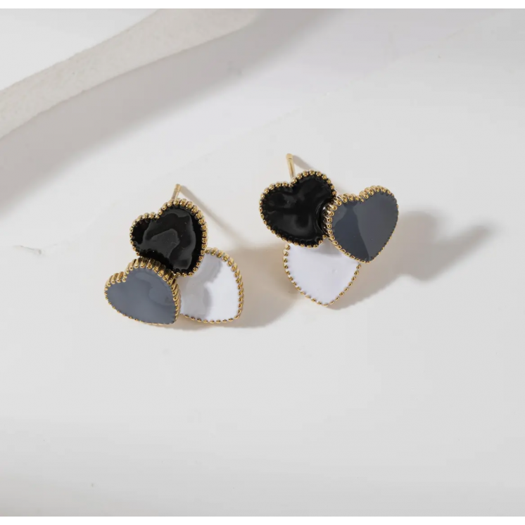 Boucles d'oreilles puces 3 coeurs