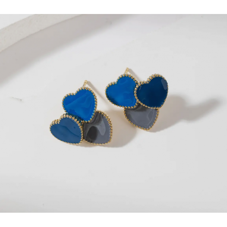 Boucles d'oreilles puces 3 coeurs