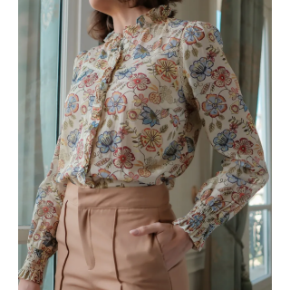 Chemise femme droite fleurs chemise intemporelle