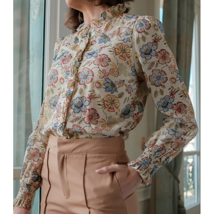 Chemise femme droite fleurs chemise intemporelle