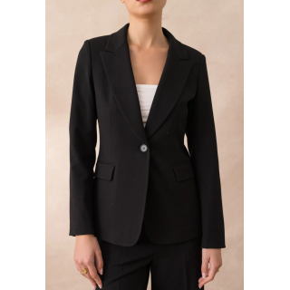 veste cintrée uni noire cintrée 1 bouton intemporelle, idéale pour toutes les occasions