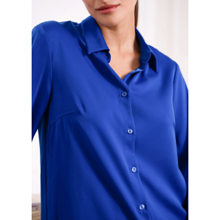 Chemise satinée unie bleue