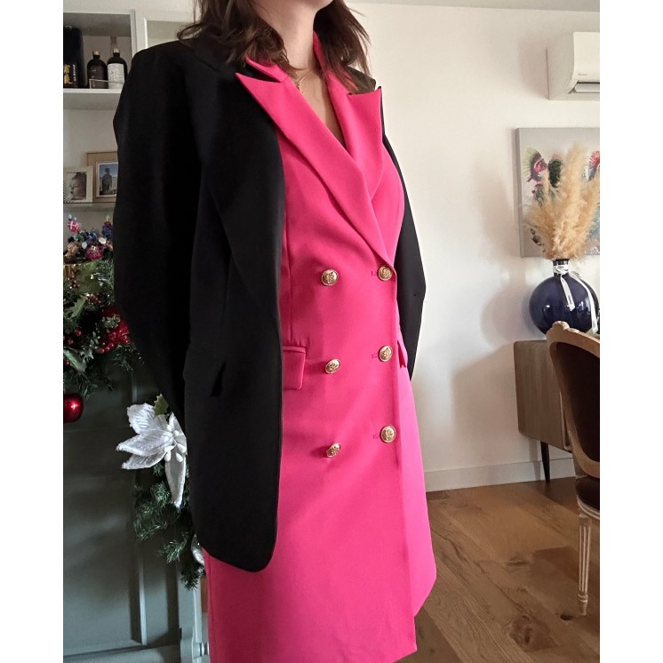 Robe blaser double boutonnage doré sans manches