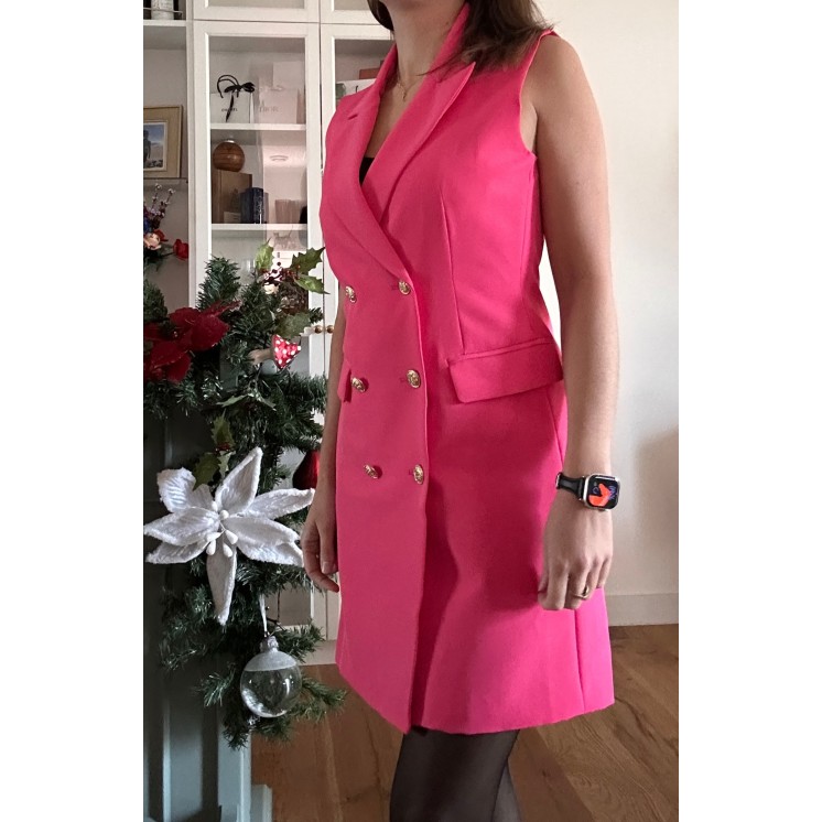 Robe blaser double boutonnage doré sans manches