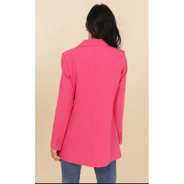 Veste blaser fuchsia mi-longue habillée