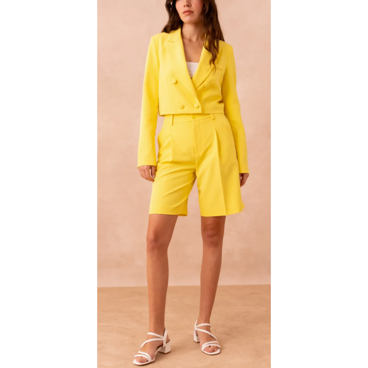 Veste courte costume jaune 4 boutons