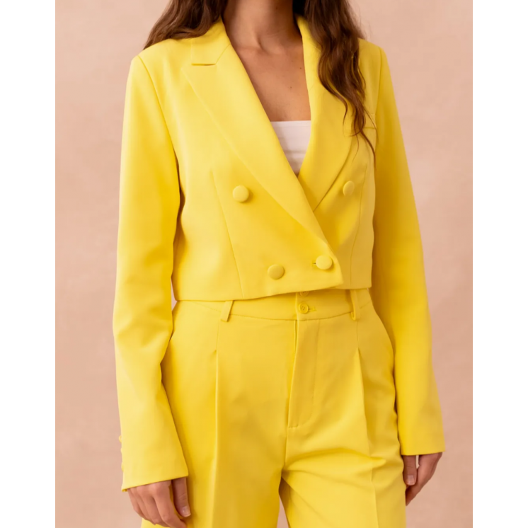 Veste courte costume jaune 4 boutons