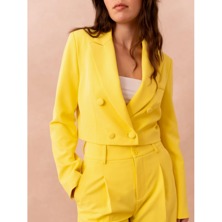Veste courte costume jaune 4 boutons