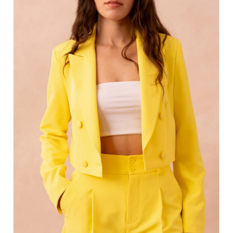 Veste courte costume jaune 4 boutons