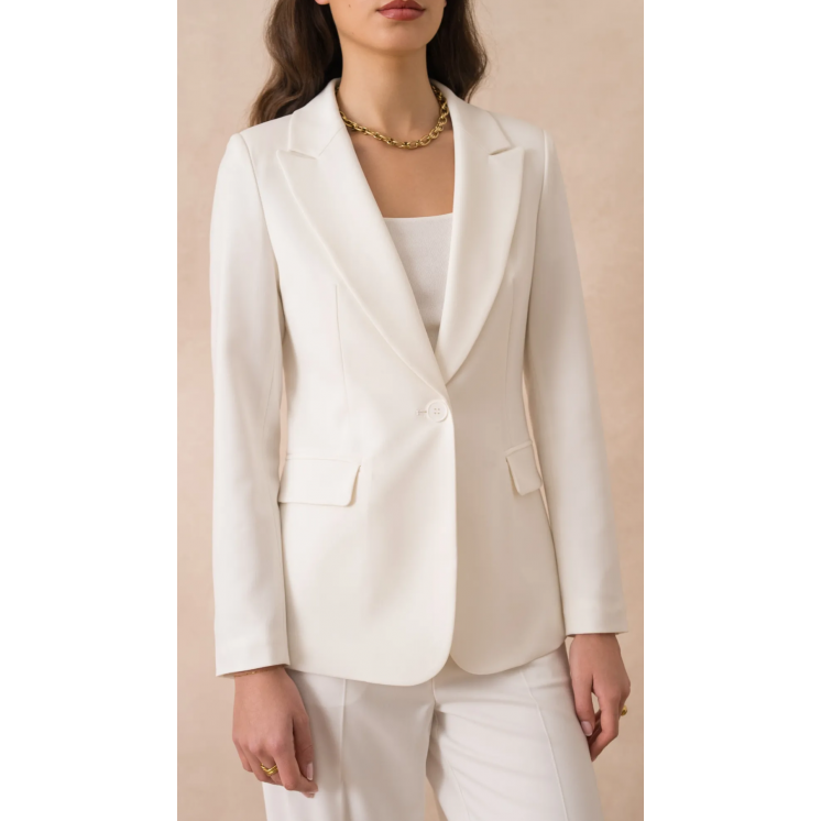 Veste costume intemporelle blanche 1 bouton