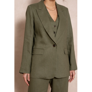 Veste blaser lin kaki 1 bouton veste longue ensemble veste pantalon