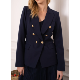 Veste blaser femme costume cintrée boutonnage doré croisé