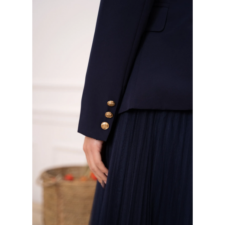 Veste blaser femme costume cintrée boutonnage doré croisé